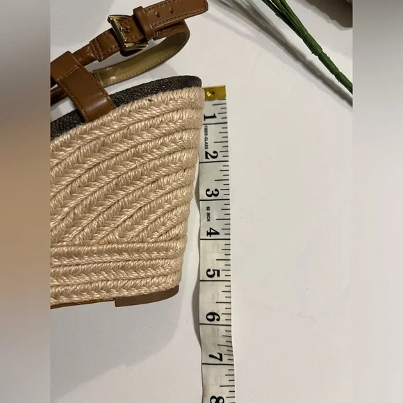 Michael Kors Women’s Brown Leather Espadrille Wedge Heels - Picture 5 of 5